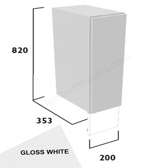 Tavistock Calm Standard 200mm Floor Standing Cupboard w/ Door Pack; Carcass & Fascia - Gloss White
