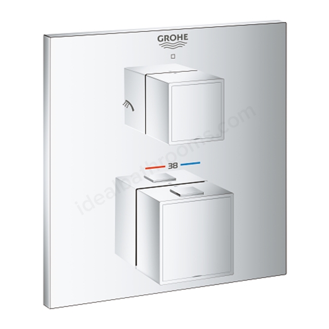 Grohe Grohtherm Cube 2 Outlet Thermostatic Shower Mixer w/ Shut Off / Diverter Valve - Chrome