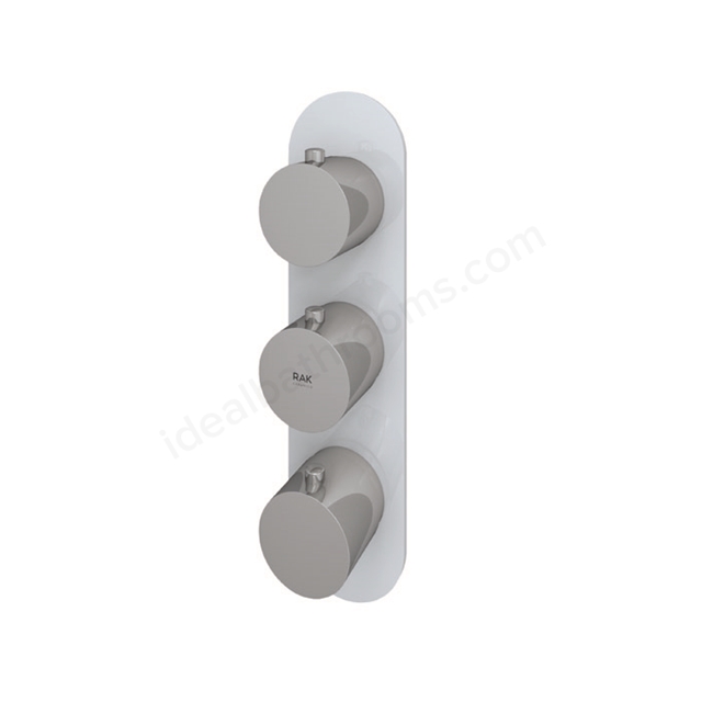 RAK Ceramics Feeling Round Horizontal Dual Outlet Thermostatic Concealed Shower Valve with Wall Outlet in White