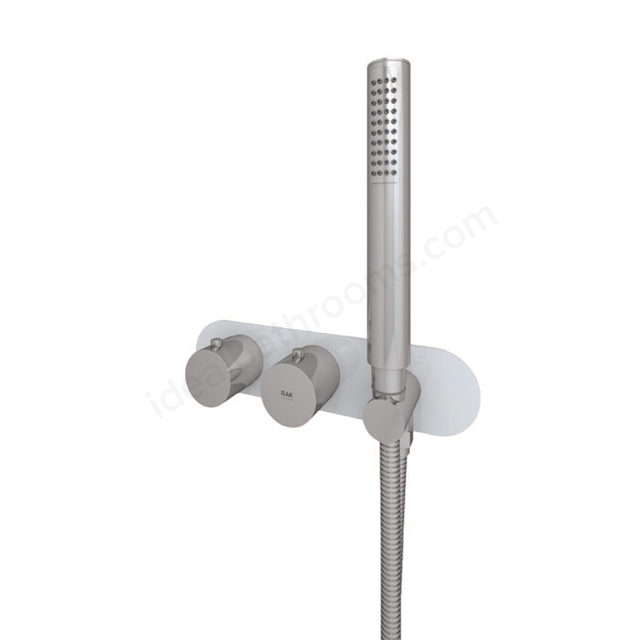 RAK Ceramics Feeling Round Horizontal Dual Outlet Thermostatic Concealed Shower Valve with Wall Outlet in White