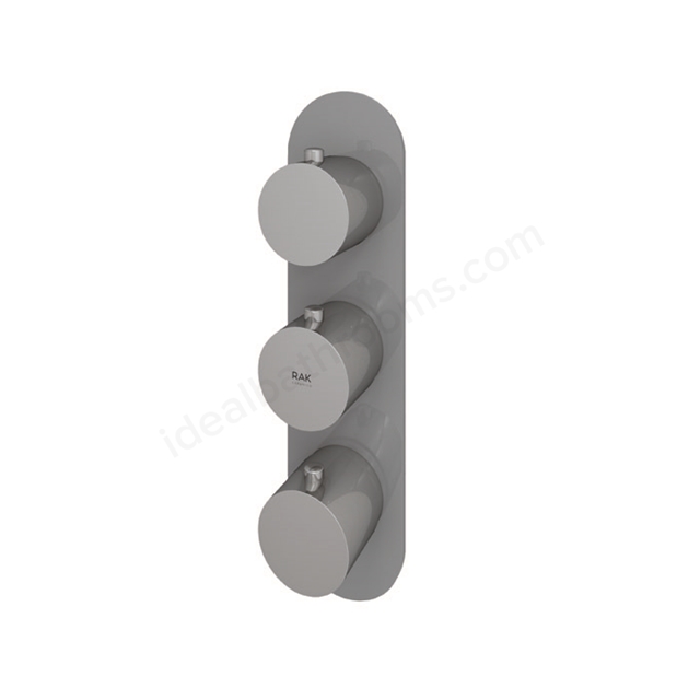 RAK Ceramics Feeling Round Dual Outlet Thermostatic Concealed Shower Valve in Grey