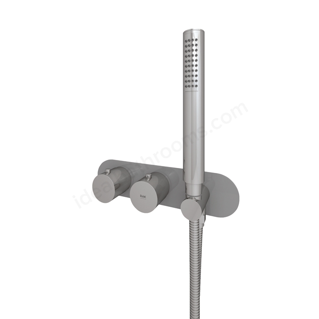 RAK Ceramics Feeling Round Horizontal Dual Outlet Thermostatic Concealed Shower Valve with Wall Outlet in Grey