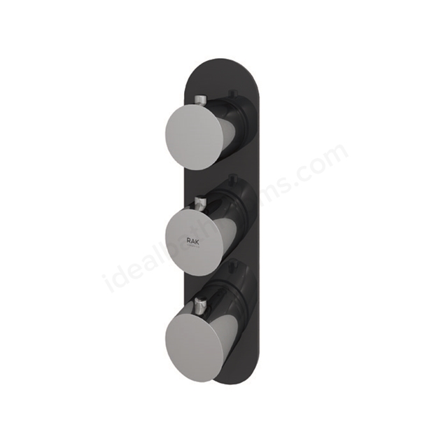RAK Ceramics Feeling Round Dual Outlet Thermostatic Concealed Shower Valve in Black