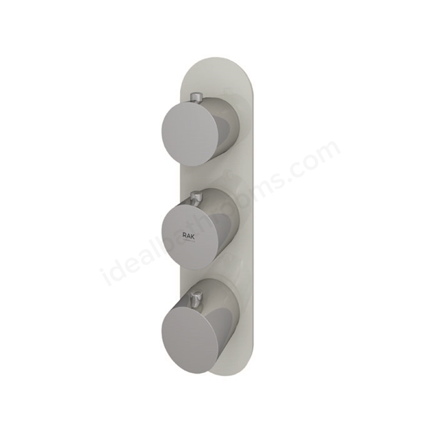 RAK Ceramics Feeling Round Horizontal Dual Outlet Thermostatic Concealed Shower Valve with Wall Outlet in Greige