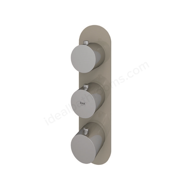 RAK Ceramics Feeling Round Horizontal Dual Outlet Thermostatic Concealed Shower Valve with Wall Outlet in Cappuccino