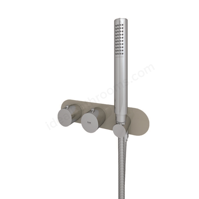 RAK Ceramics Feeling Round Horizontal Dual Outlet Thermostatic Concealed Shower Valve with Wall Outlet in Cappuccino