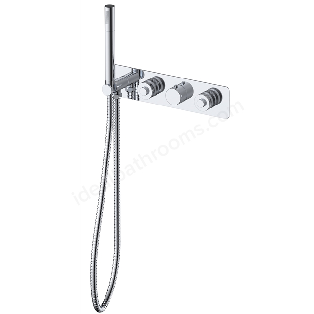 RAK Ceramics Prima Tech Dual Outlet Concealed Thermostatic Shower with Hand Shower and Back Plate (Horizontal)