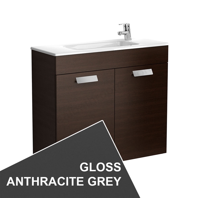 Roca Debba Compact Wall Hung; 2 Door; 805mm Wide Washbasin Unit with Basin; 1 Tap Hole - Anthracite Grey