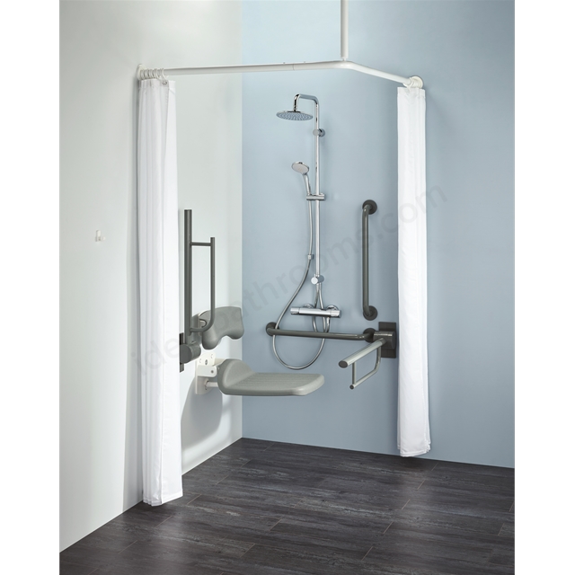 Armitage Shanks Contour 21 DOC M Unisex Shower pack with TMV3 exposed shower valve and dual shower kit - Grey rails 