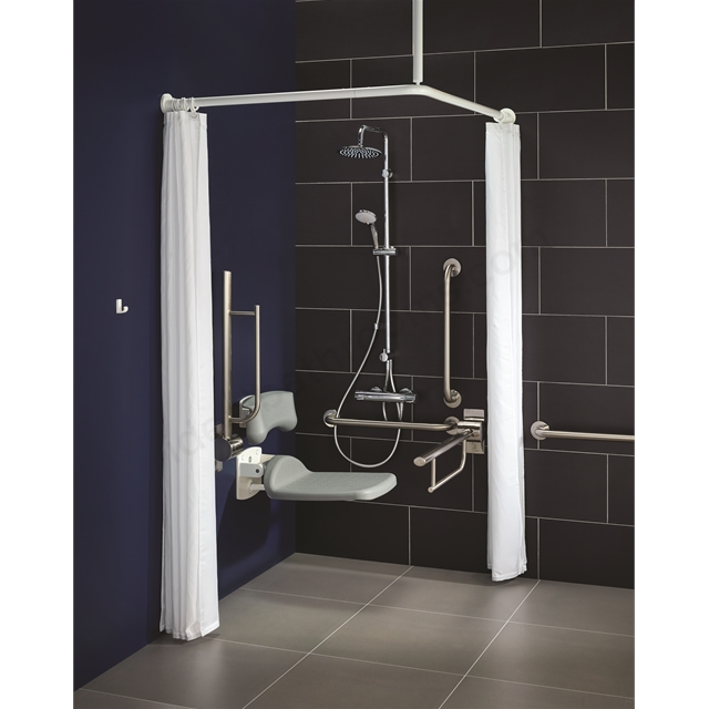 Armitage Shanks Contour 21 DOC M Unisex Shower pack with TMV3 exposed shower valve and dual shower kit - stainless steel  rails 