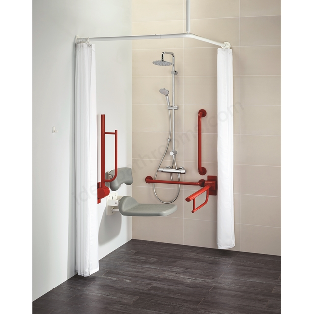 Armitage Shanks Contour 21 DOC M Unisex Shower pack with TMV3 exposed shower valve and dual shower kit - red rails 