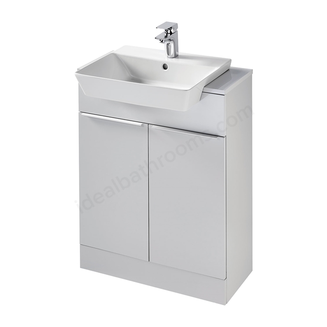 Ideal Standard Retail Tesi Semi Countertop Unit 65cm Floorstanding 2 Doors Gloss Light Grey