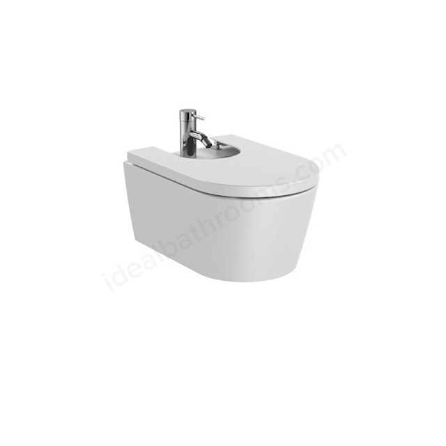 Roca Inspira Round Wall-Hung Bidet 1 Tap Hole - Pearl