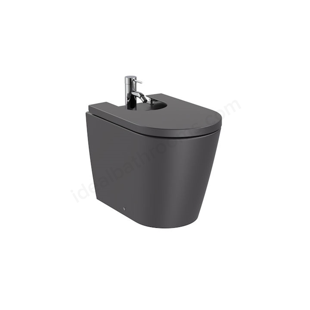 Roca Inspira Round Back-To-Wall Bidet 1 Tap Hole - Onyx