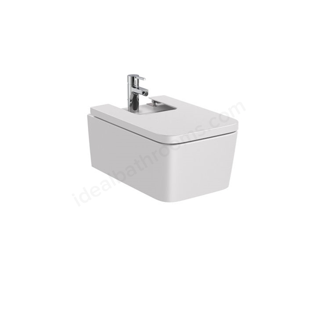 Roca Inspira Square Wall-Hung Bidet 1 Tap Hole - Pearl