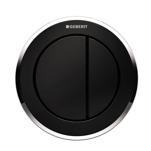 Geberit TYPE10 Dual Flush Button; for Concealed Cisterns 120mm & 150mm; for Solid & Dry Walls; Black/Gloss Chrome/Black