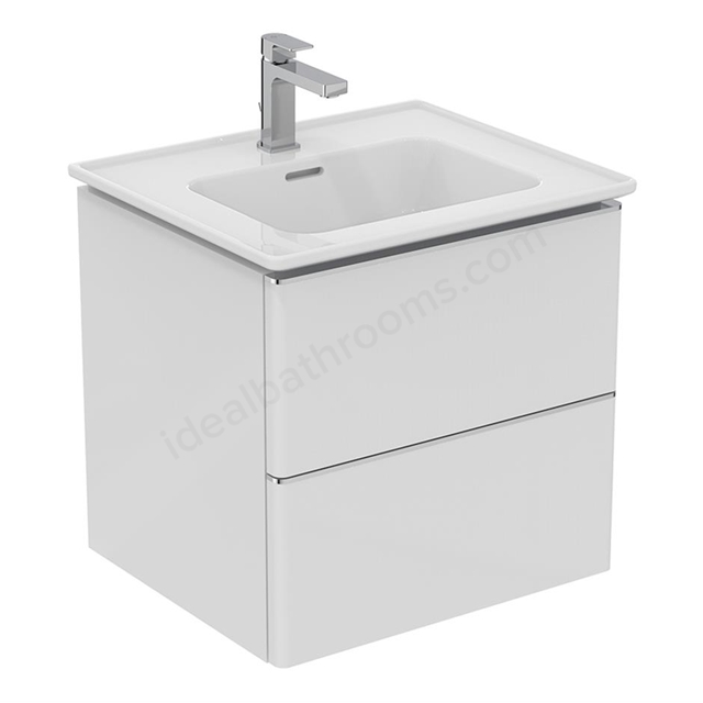 Ideal Standard Strada II 500mm wall hung vanity unit  with 2 drawers; gloss white