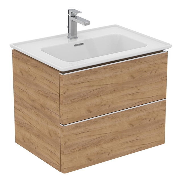 Ideal Standard Strada II 600mm wall hung vanity unit  with 2 drawers; gold oak