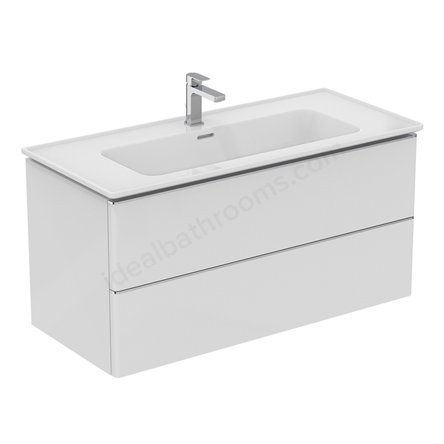 Ideal Standard Strada II 1000mm wall hung vanity unit  with 2 drawers; gloss white