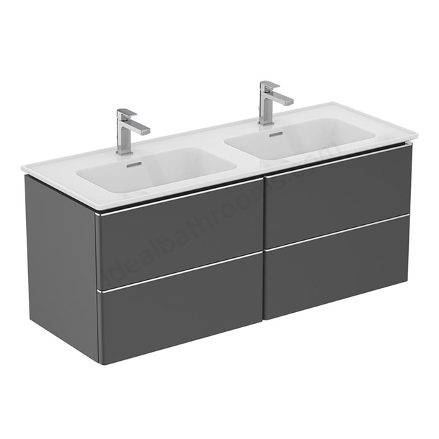 Ideal Standard Strada II 1200mm wall hung vanity unit  with 2 drawers; matt anthracite