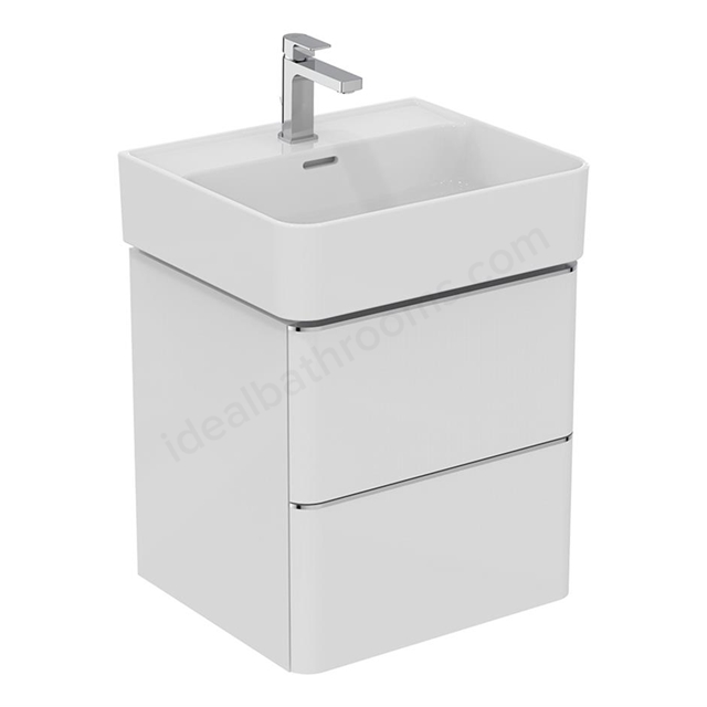 Ideal Standard Strada II 500mm wall hung washbasin unit  with 2 drawers; gloss white