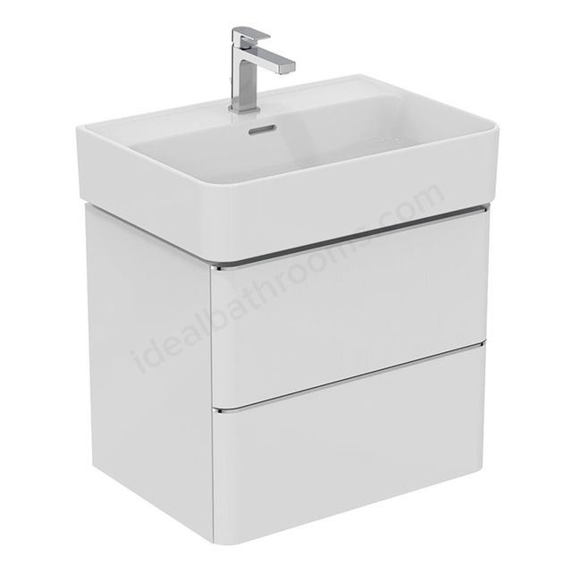 Ideal Standard Strada II 600mm wall hung washbasin unit  with 2 drawers; gloss white
