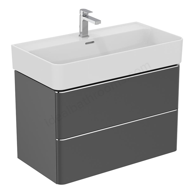 Ideal Standard Strada II 800mm wall hung washbasin unit  with 2 drawers; matt anthracite