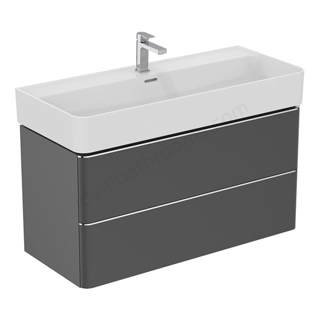 Ideal Standard Strada II 1000mm wall hung washbasin unit  with 2 drawers; matt anthracite