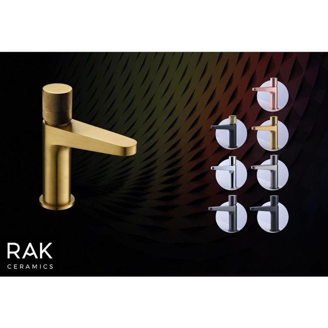 RAK Ceramics Amalfi Mid Height Basin Mixer in  Brushed Gold