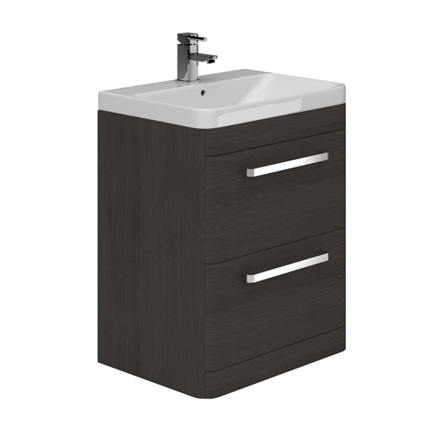 Essential VERMONT Floor Standing Washbasin Unit + Basin; 2 Drawer; 800mm Wide; Dark Grey