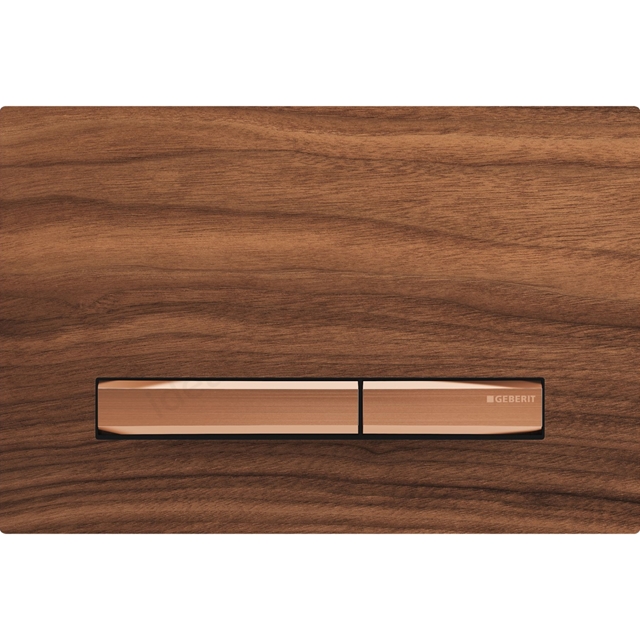 Geberit Sigma50 Dual Flush Plate - Black Walnut & Red Gold