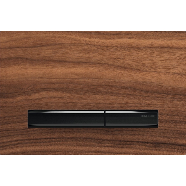 Geberit Sigma50 Dual Flush Plate - Black Walnut & Black Chrome