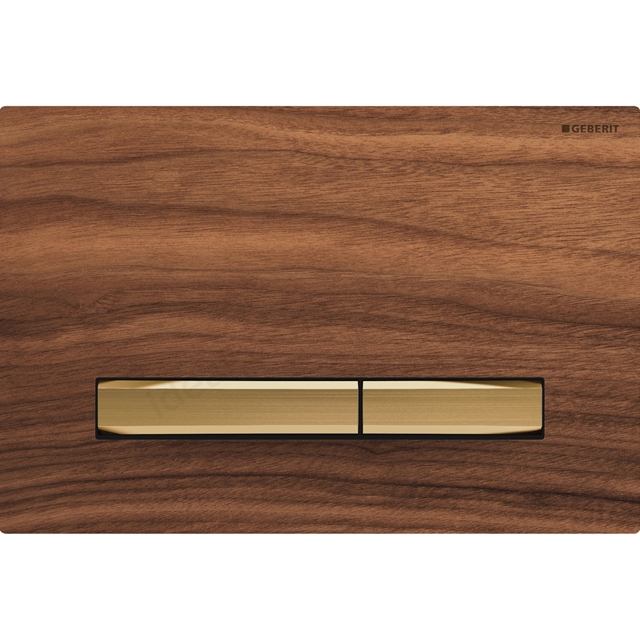 Geberit Sigma50 Dual Flush Plate - Black Walnut & Brass