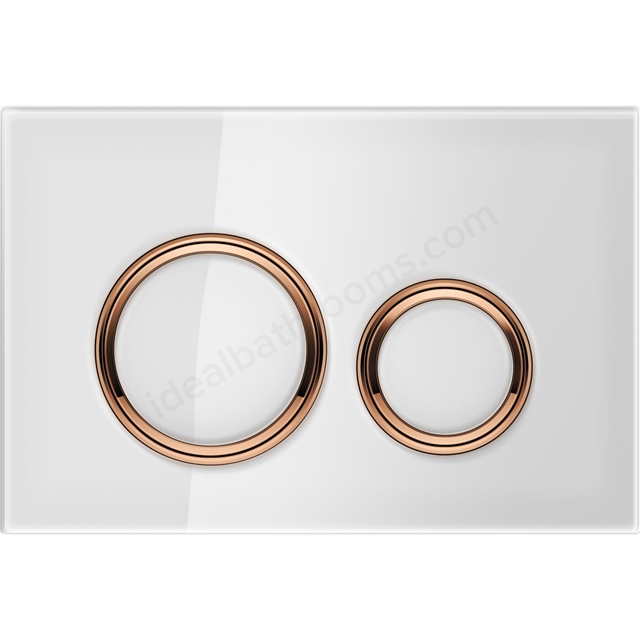 Geberit Sigma50 Round Dual Flush Plate - White Glass & Red Gold