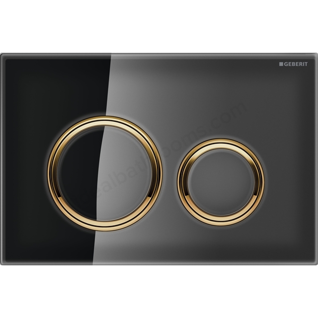 Geberit Sigma21 Dual Flush Plate - Black Glass & Brass