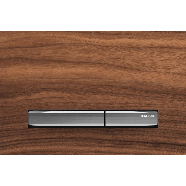 Geberit Sigma50 Dual Flush Plate - Black Walnut & Brushed Chrome