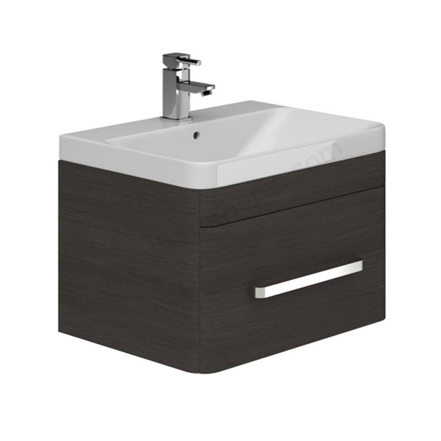 Essential VERMONT Wall Hung Washbasin Unit + Basin; 1 Drawer; 800mm Wide; Dark Grey