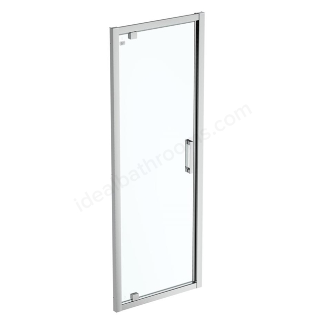 Connect 2 760mm Pivot door; Idealclean clear glass; Bright silver finish