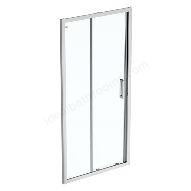 Connect 2 1000mm Slider door; Idealclean clear glass; Bright silver finish