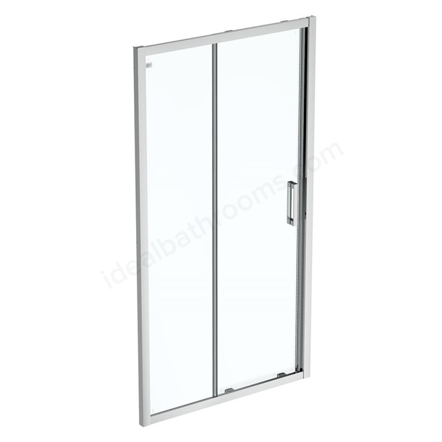 Connect 2 1100mm Slider door; Idealclean clear glass; Bright silver finish