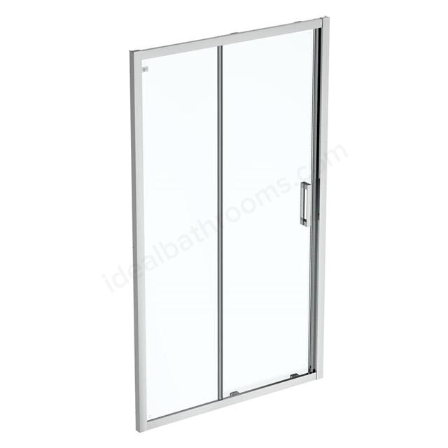 Connect 2 1200mm Slider door; Idealclean clear glass; Bright silver finish