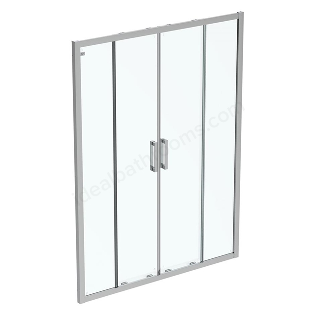 Connect 2 1500mm Slider door; Idealclean clear glass; Bright silver finish