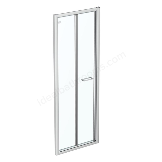 Connect 2 760mm Bifold door; Idealclean clear glass; Bright silver finish