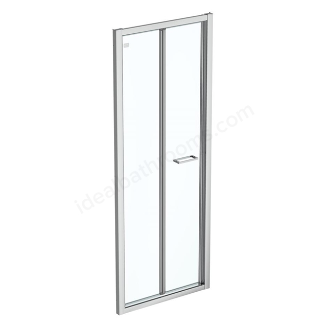 Connect 2 800mm Bifold door; Idealclean clear glass; Bright silver finish