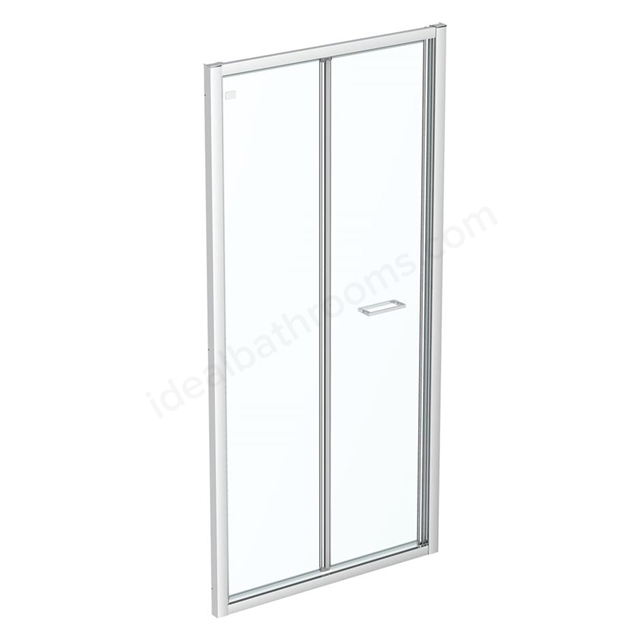Connect 2 1000mm Bifold door; Idealclean clear glass; Bright silver finish