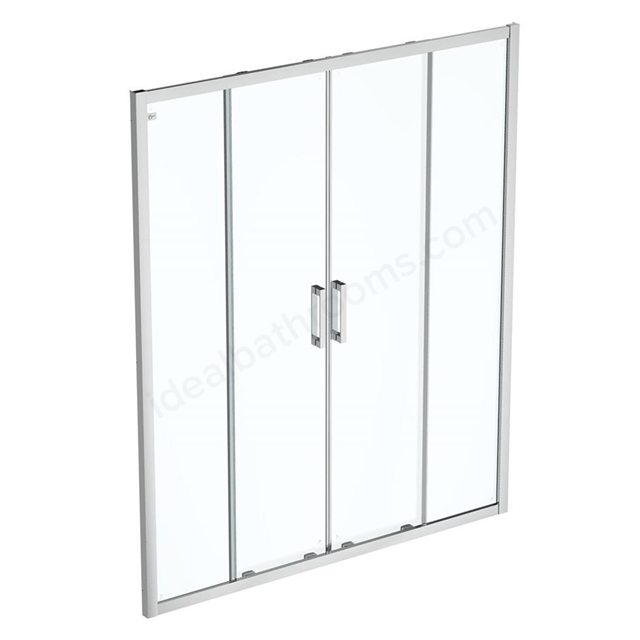 Connect 2 1700mm Slider door; Idealclean clear glass; Bright silver finish