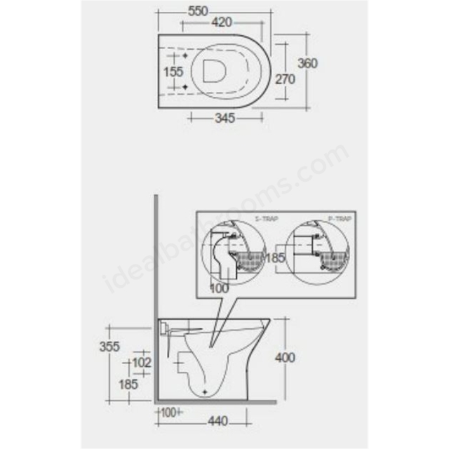 RAK Ceramics Feeling 365mm Back to Wall WC Pan - Matt White