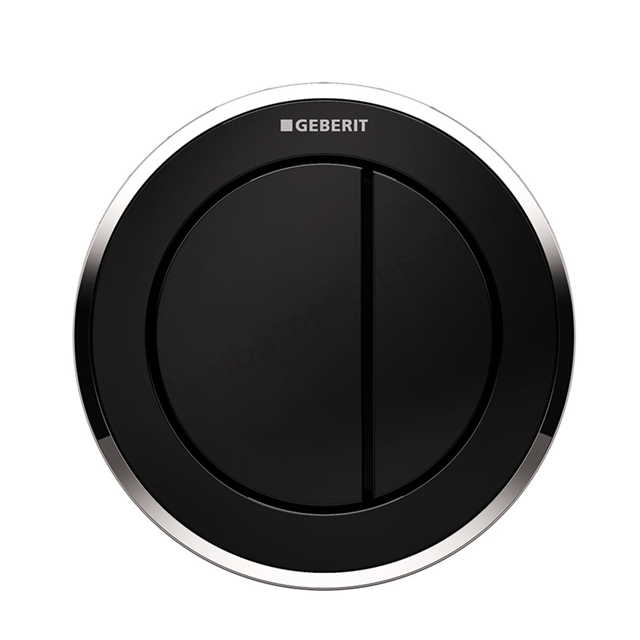 Geberit TYPE10 Dual Flush Button; for Concealed Cisterns 80mm; for Solid & Dry Walls; Black/Gloss Chrome/Black