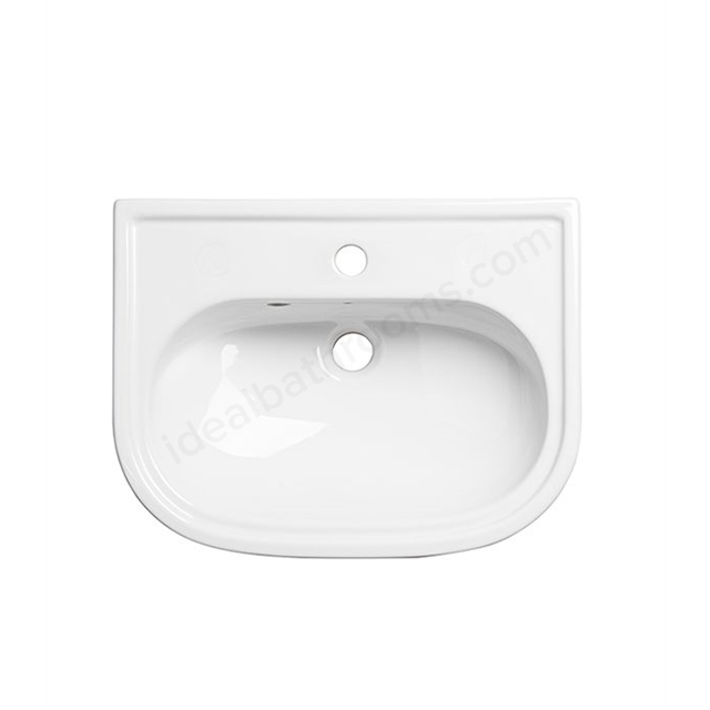 Tavistock Lansdown 500mm Semi Recessed Basin; 1 Tap Hole - White