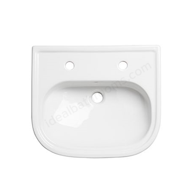 Tavistock Lansdown 500mm Semi Recessed Basin; 2 Tap Holes - White